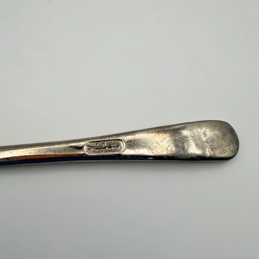 Vintage Italian Silverplated‎ Serving Spoon Fork Fancy Engraved Handle Elegant